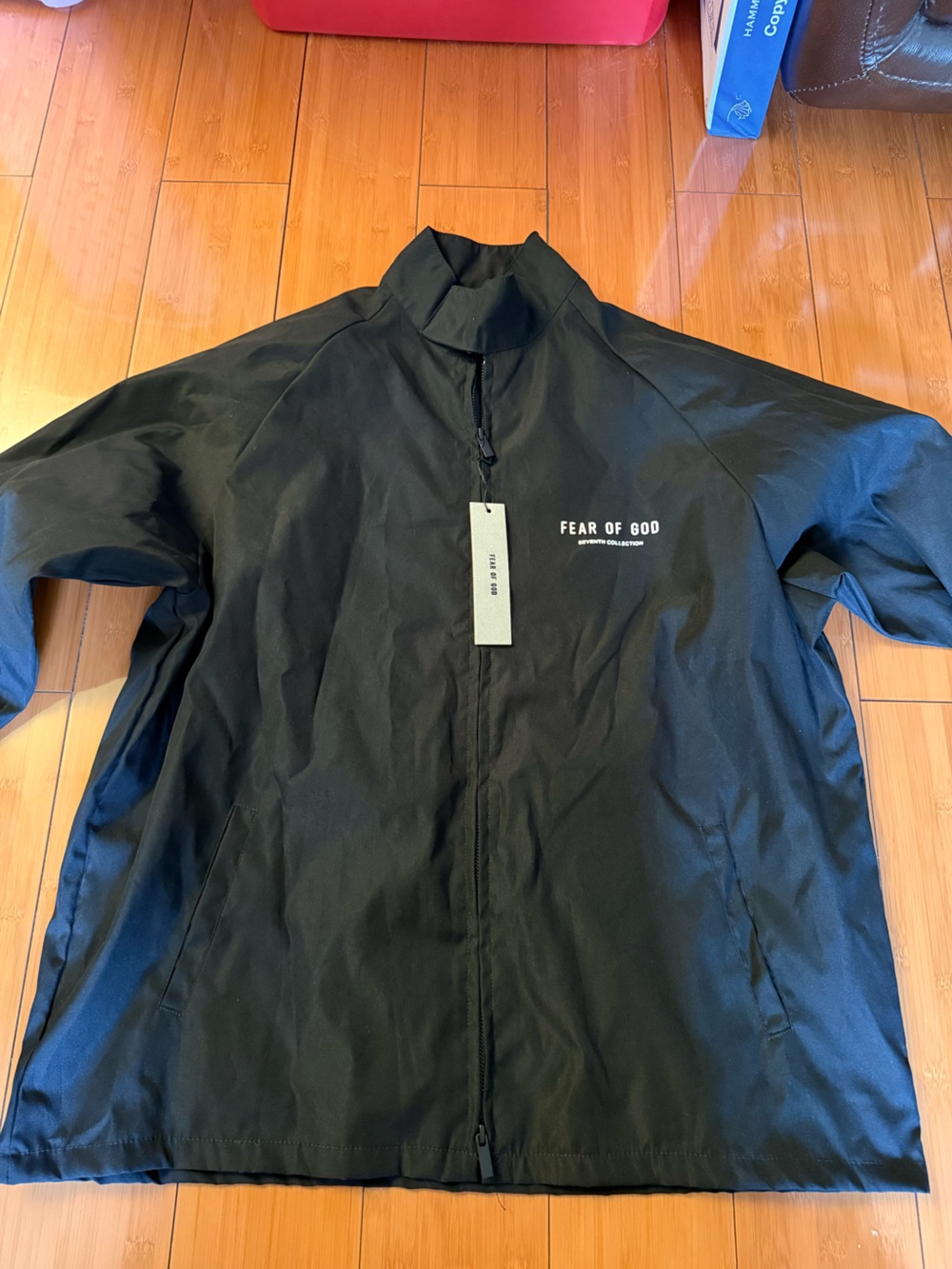 Fear of God Black Windbreaker with Subtle Chest Logo